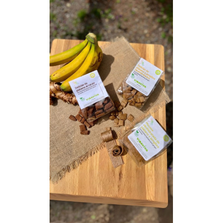 Delicias de plátano y jengibre deshidratados