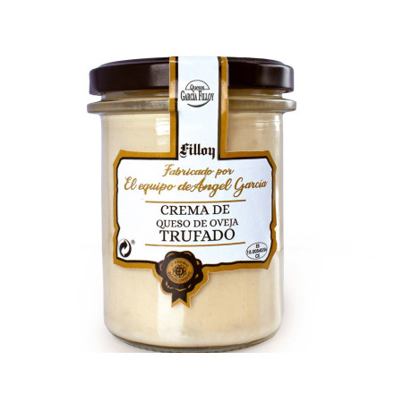 Crema de queso Curado Trufado para untar envasado en tarro de cristal, peso neto 200 gramos