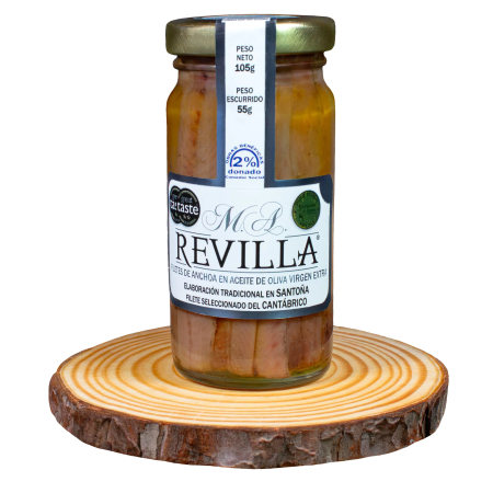 Anchoas M.A. Revilla – Tarro de Cristal pequeño 110g - 55g Escurrido