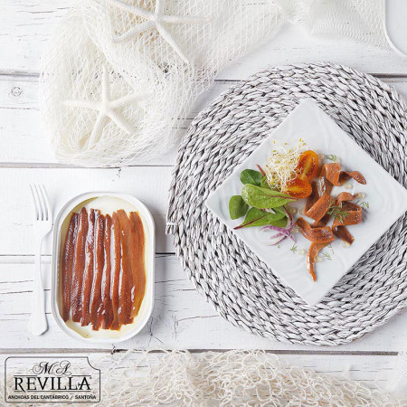 Anchoas M.A. Revilla – Tarro de Cristal pequeño 110g - 55g Escurrido